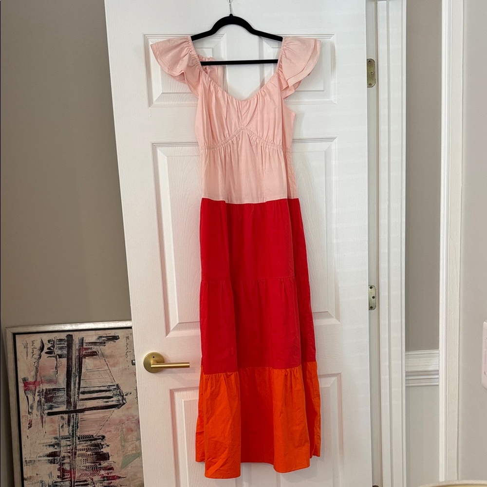 Ellison Pink, Red, and Orange Maxi Dress